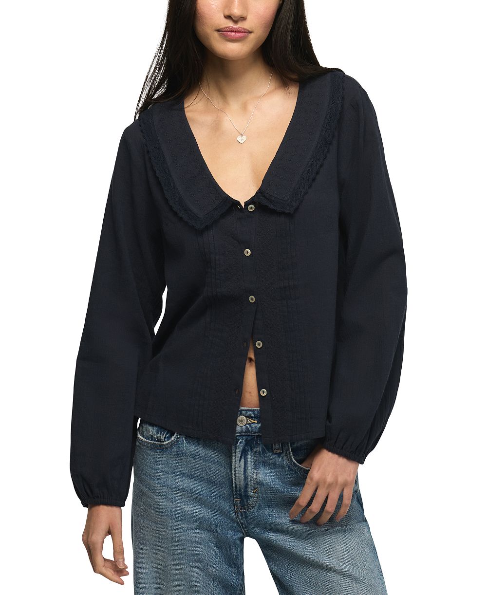 Lucky Brand Women's Long-Sleeve Peter Pan Collar Blouse