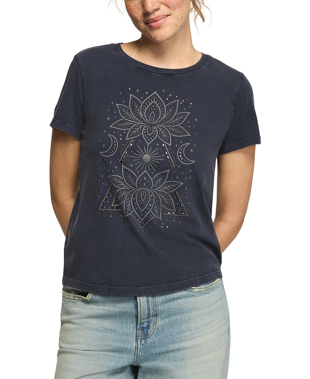 Lucky Brand Women's Double Lotus Graphic Floral-Print T-Shirt