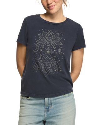 Lucky Brand Women's Double Lotus Graphic Floral-Print T-Shirt