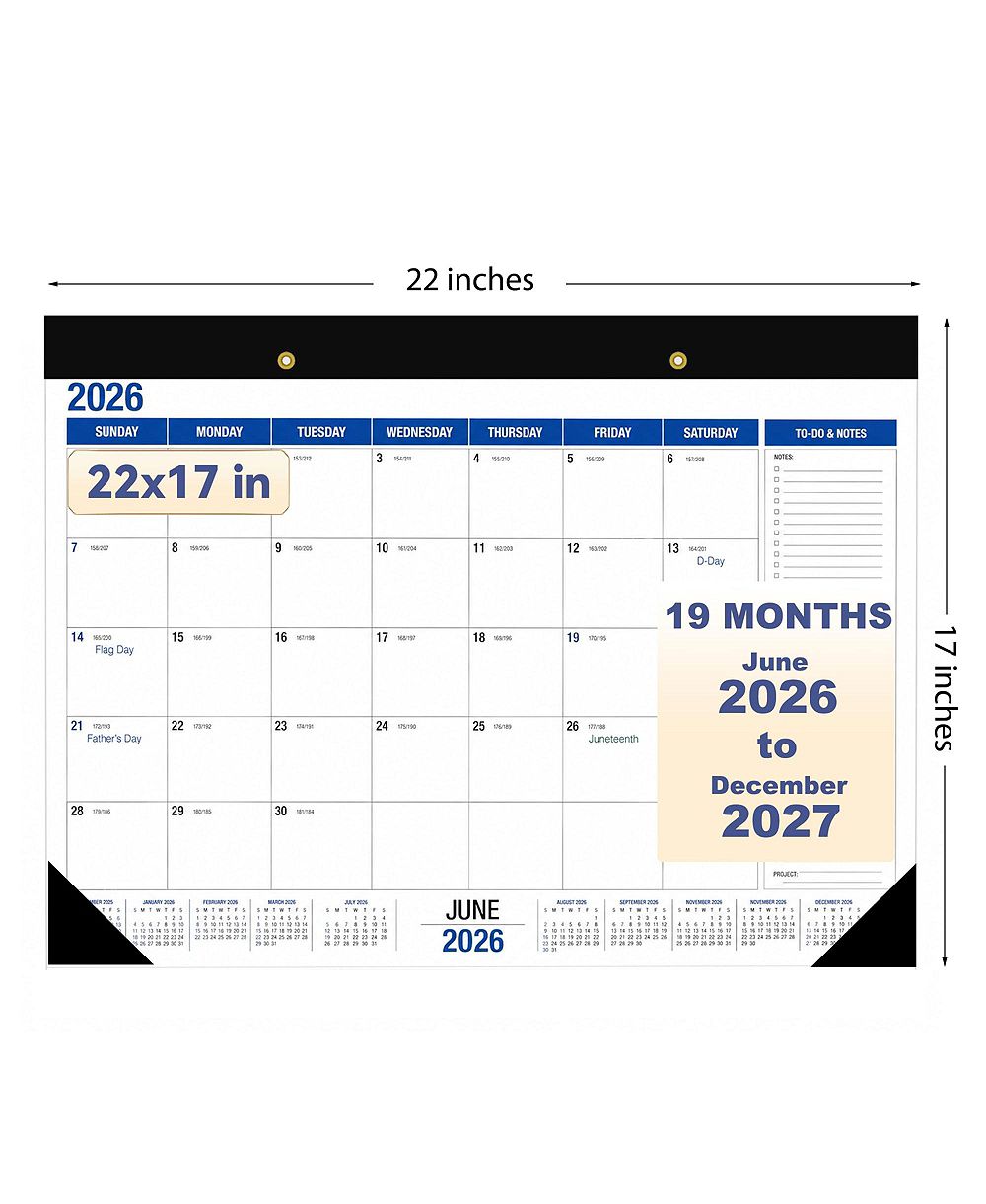 DANRONG Desk Wall Calendar 19 Month Monthly Planner With To Do List For Home Office
