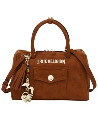 True Religion Logo Lock Top Handle Adjustable Crossbody Bag
