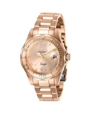Invicta Women's Water-Resistant Quartz Angel 3 Hand Rose Gold-Tone Stainless Steel Watch, 38mm