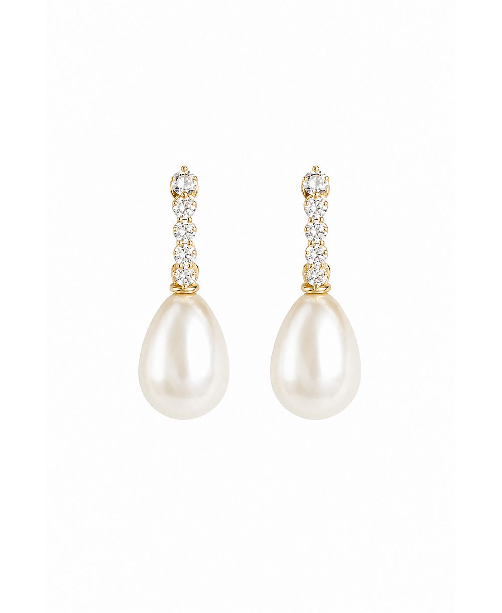A.B. Ellie Women's Pave Pearl Drop Clip-On Earrings