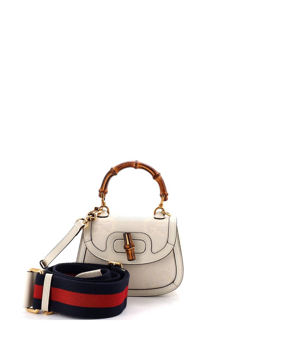 Pre-Owned Gucci мини-сумка Bamboo 1947 с верхними ручками Jumbo GG Canvas