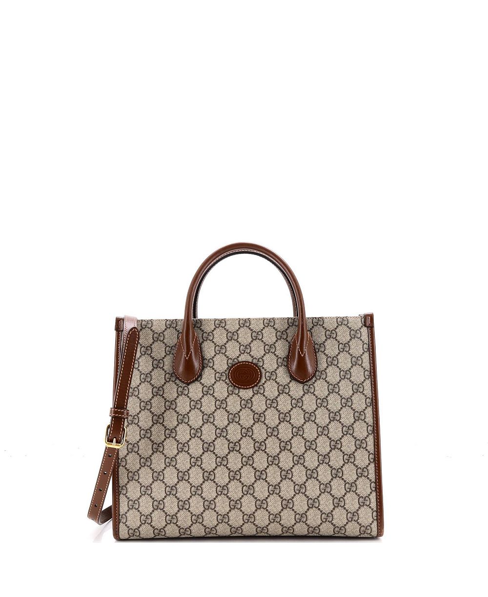 Сумка-тоут Gucci Small Interlocking G из лакированной ткани и кожи, 12"W x 10"H x 5"D (б/у)