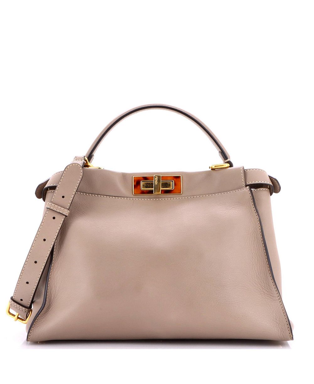 Сумка Pre-Owned Fendi Peekaboo из кожи с деталями цвета панциря черепахи