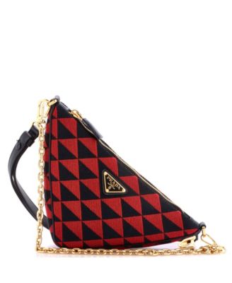Б/у мини-сумка Prada Symbole Triangle из кожи и жаккарда