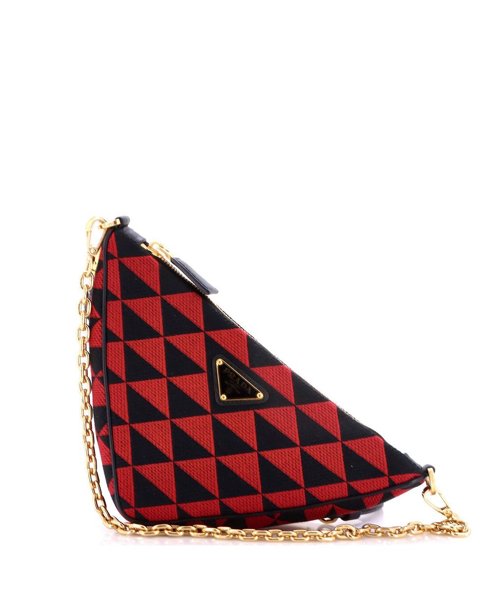 Pre-Owned Prada Mini Symbole Triangle Bag Leather and Jacquard