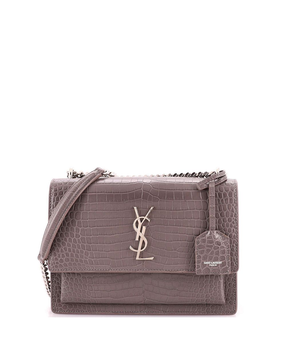 Pre-Owned Saint Laurent Sunset Medium Embossed-Leather Chain-Strap Crossbody Bag