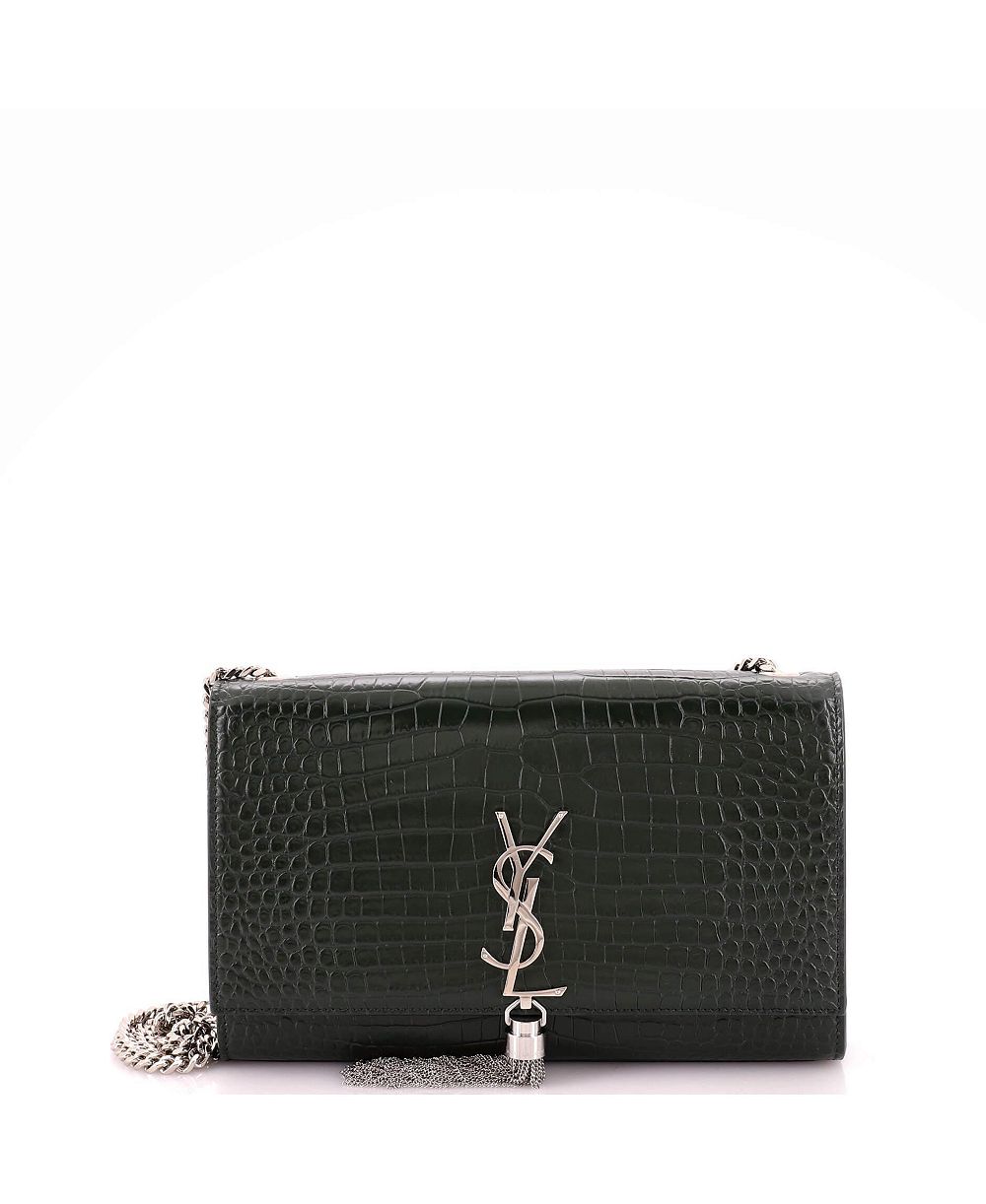 Б/у сумка Saint Laurent Kate через плечо из кожи с кисточкой и цепочкой, 9.5"Ш x 6"В x 2"Г