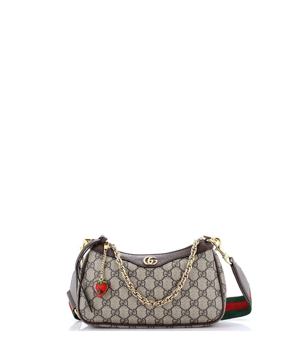 Б/у маленькая сумка через плечо Gucci Ophidia Charm GG из лакированной ткани