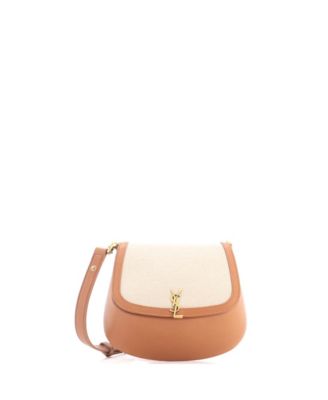 Pre-Owned Saint Laurent Voltaire Leather and Canvas Mini Top-Handle Bag