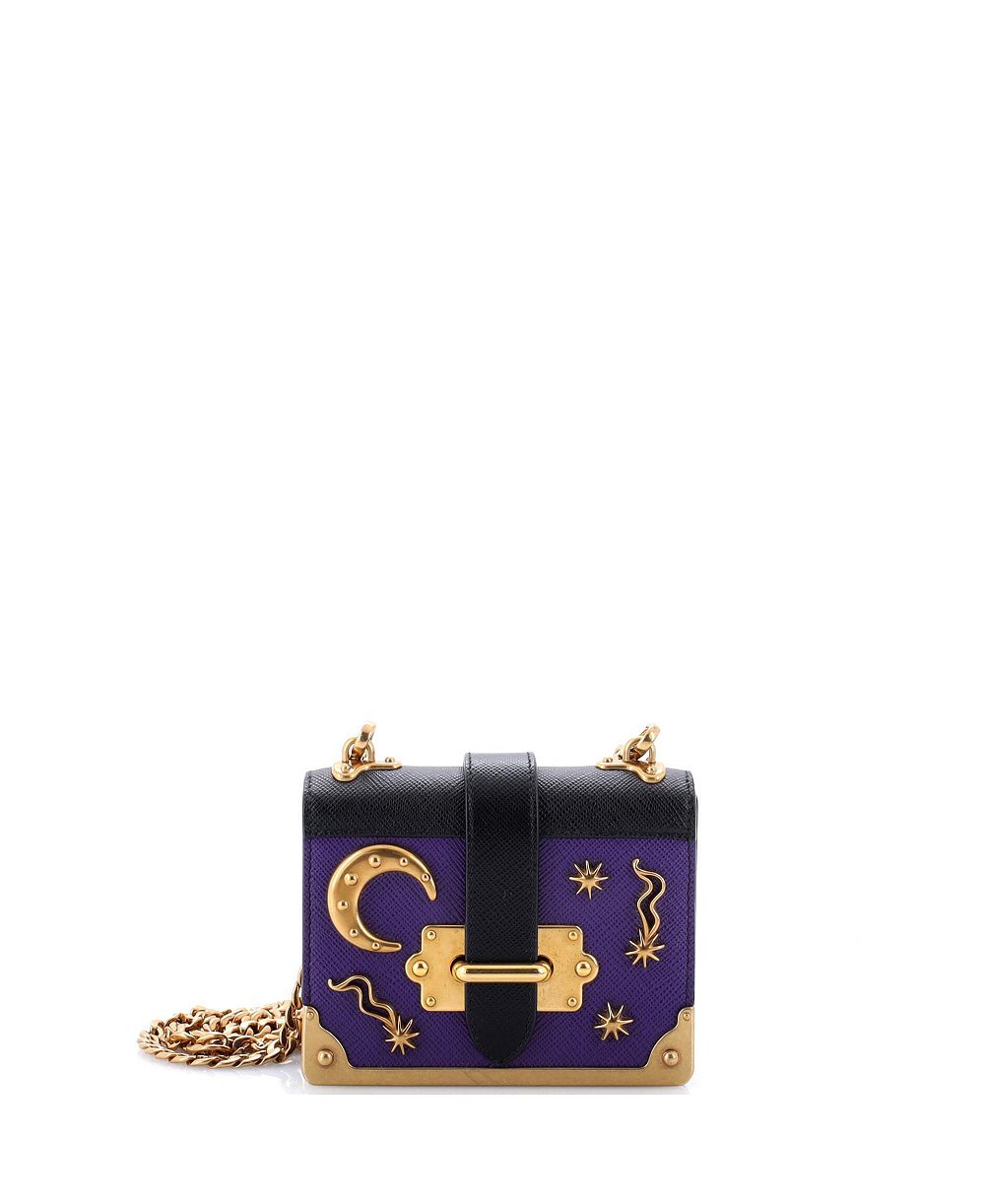 Pre-Owned Prada Micro Cahier Embellished Leather Crossbody Bag