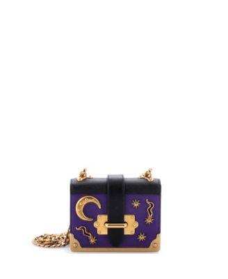 Pre-Owned Prada Micro Cahier Embellished Leather Crossbody Bag