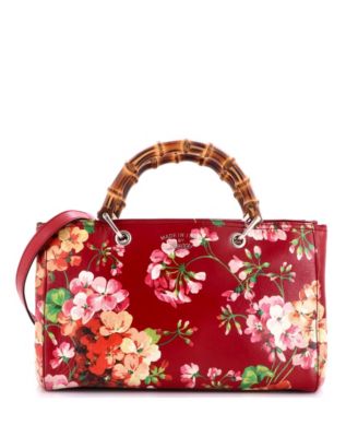 Pre-Owned Gucci Medium Bamboo Shopper Tote Blooms Print Leather