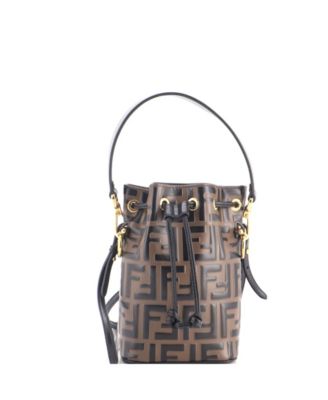 Б/у кожаная сумка-ведро Fendi Mini Zucca Embossed Leather Mon Tresor с тиснением Zucca