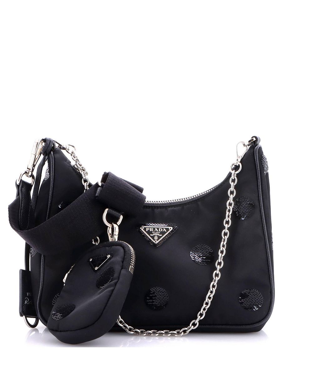 Pre-Owned Prada маленькая сумка через плечо Re-Edition 2005 с пайетками