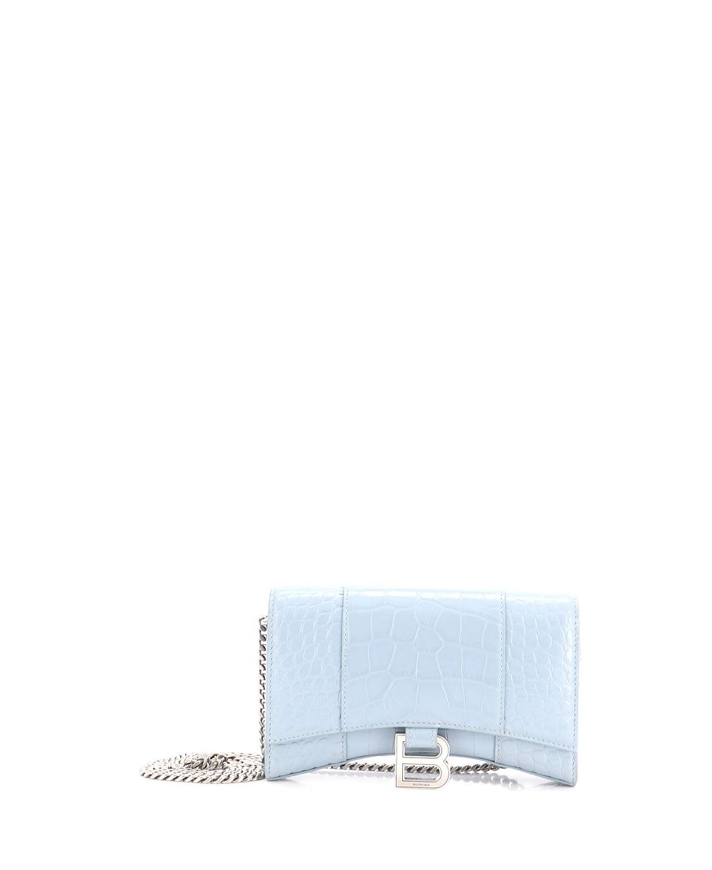 Б/у кожаный кошелек-кроссбоди Balenciaga Hourglass Mini с цепочкой