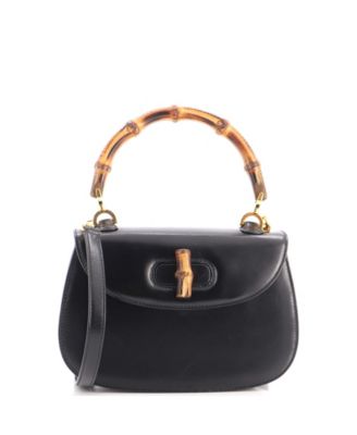 Pre-Owned Gucci Small Vintage Convertible Bamboo Top Handle Bag Leather