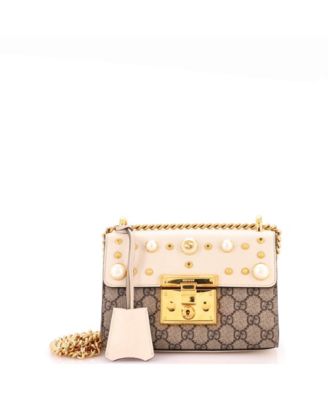 Pre-Owned Gucci Small Studded Pearly Padlock Shoulder Bag