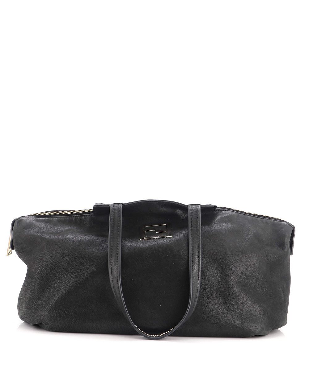 Кожаная сумка-тоут FF Chain Nubuck с молнией от Fendi, 14"W x 11"H x 7"D (Pre-Owned)