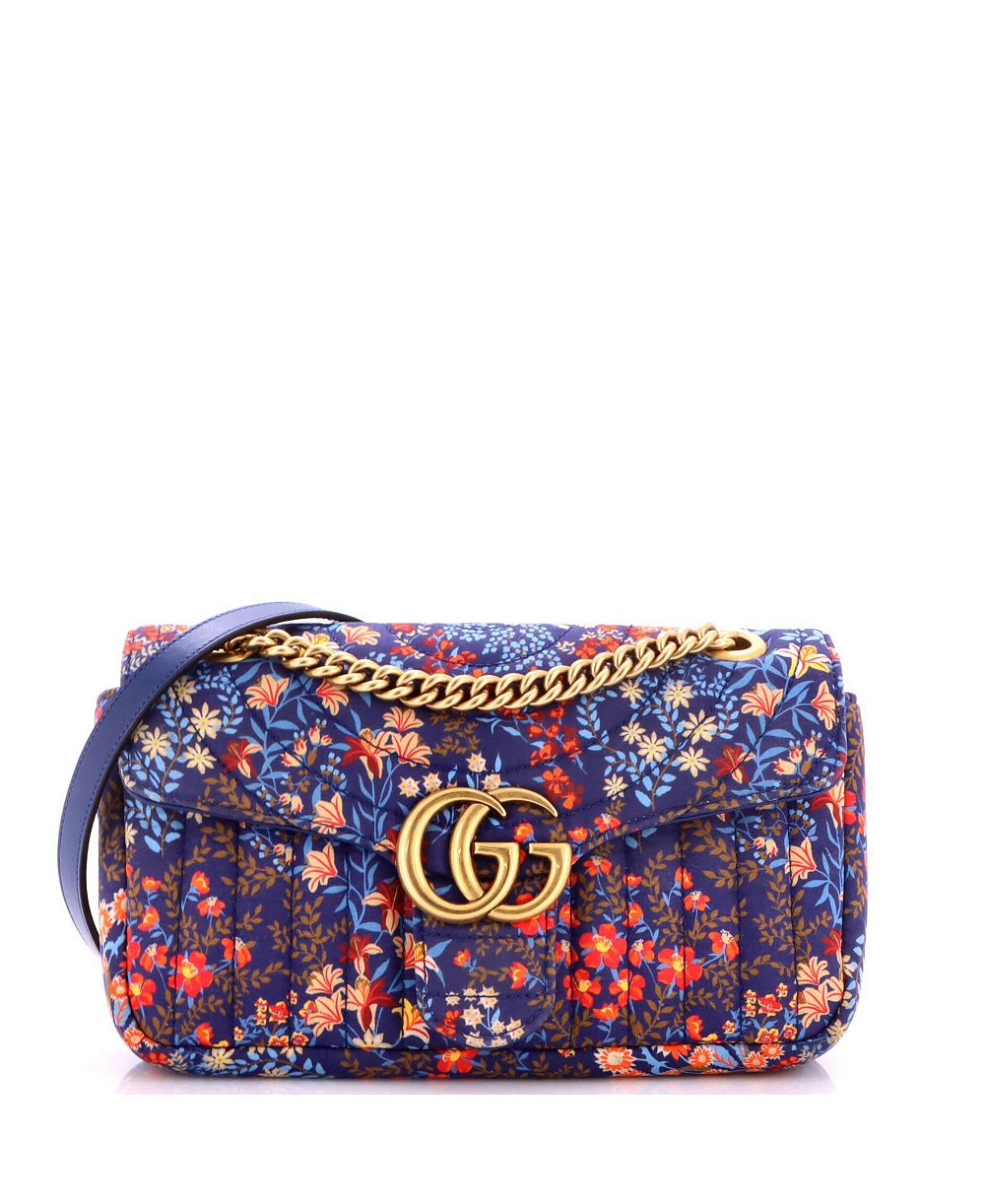 Pre-Owned Gucci маленькая сумка-клатч GG Marmont с цветочным принтом из хлопка