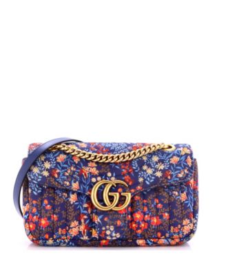 Pre-Owned Gucci маленькая сумка-клатч GG Marmont с цветочным принтом из хлопка