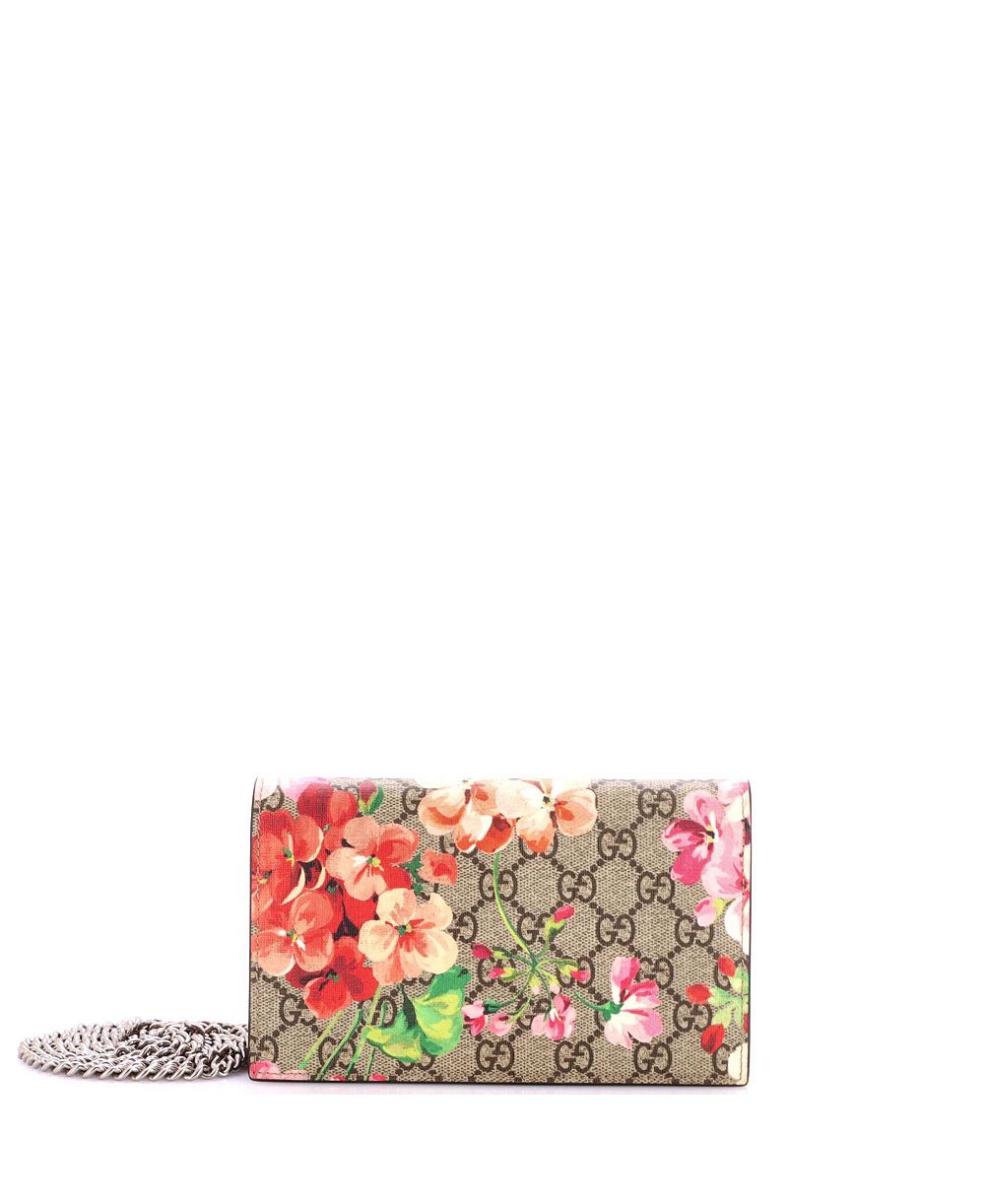 Pre-Owned Gucci кошелек на цепочке GG с принтом Blooms из лакированной канвасной ткани