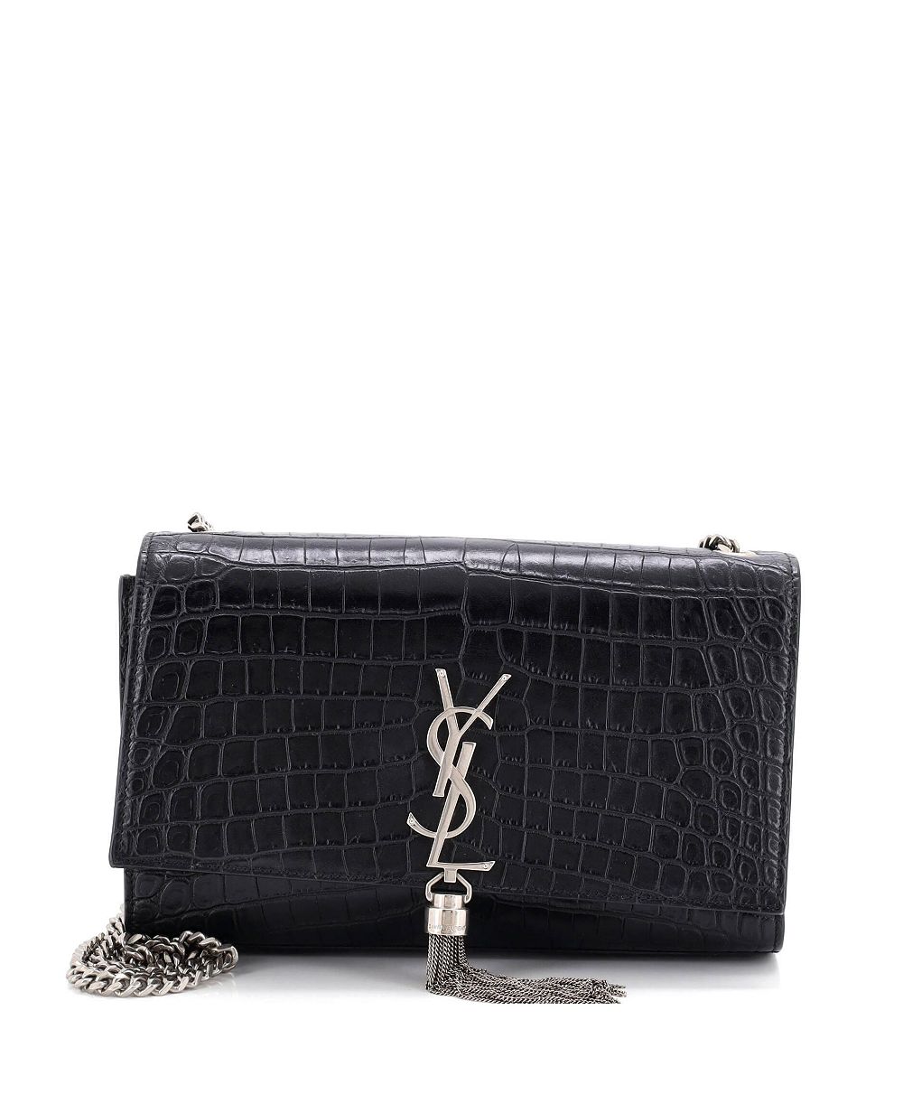 Pre-Owned Saint Laurent Medium Classic Monogram Tassel Crossbody Bag Embossed Leather