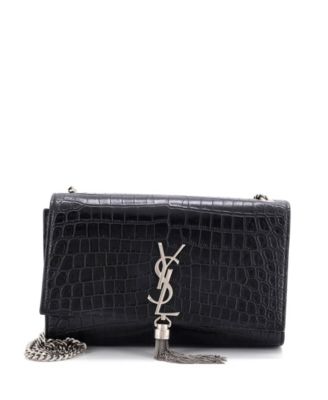 Pre-Owned Saint Laurent Medium Classic Monogram Tassel Crossbody Bag Embossed Leather