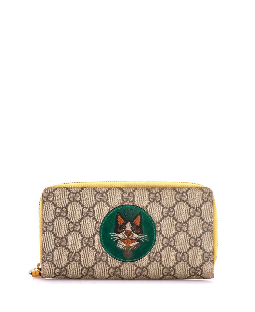 Б/у кошелек Gucci Zip Around Wallet GG Coated Canvas with Applique