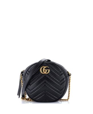 Pre-Owned Gucci Mini Round Leather GG Marmont Shoulder Bag