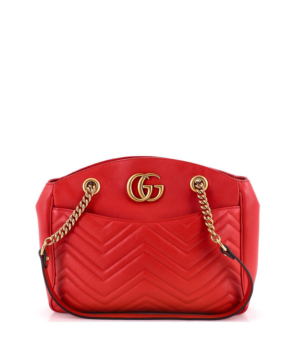 Pre-Owned Gucci GG Marmont Quilted Chain Medium Tote