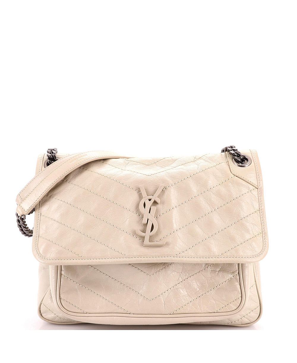 Pre-Owned Saint Laurent Niki Chain Chevron Medium Shoulder Bag