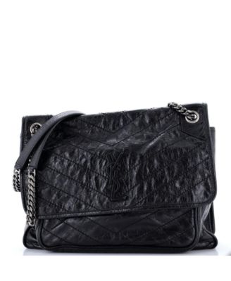 Б/у сумка Saint Laurent Large Niki Chain Flap Bag из кожи с ромбовидной стеганой отделкой и цепочкой