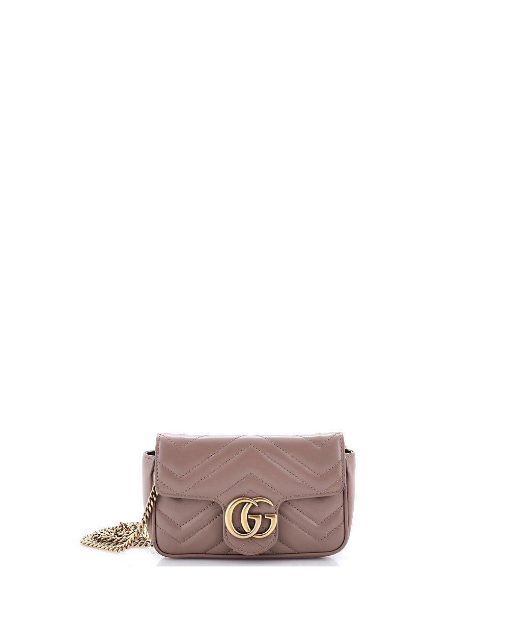 Pre-Owned Gucci Маленькая сумка через плечо Super Mini GG Marmont из стеганой кожи