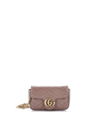 Pre-Owned Gucci Маленькая сумка через плечо Super Mini GG Marmont из стеганой кожи