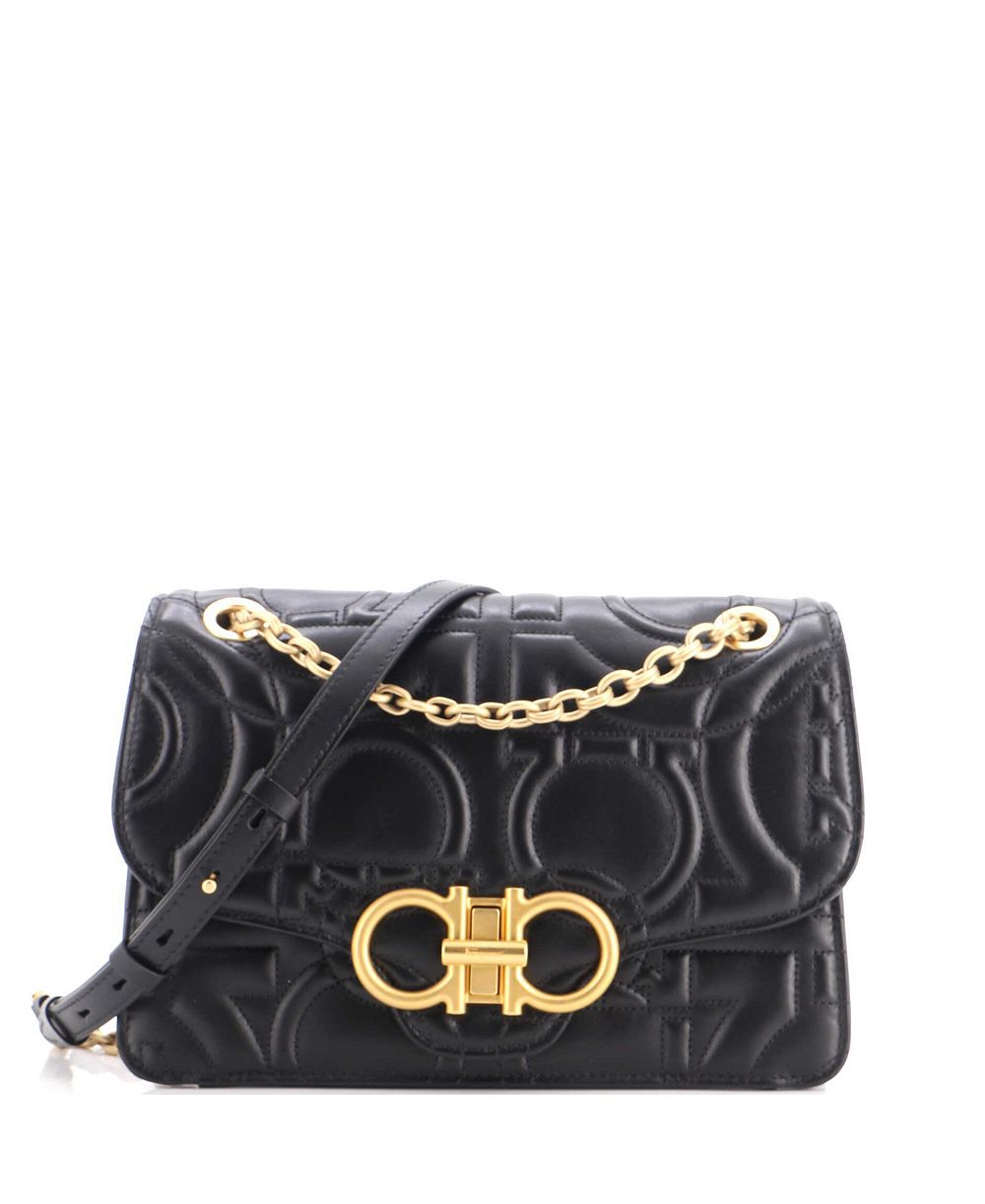Pre-Owned Salvatore Ferragamo Gancini Medium Quilted Crossbody Bag