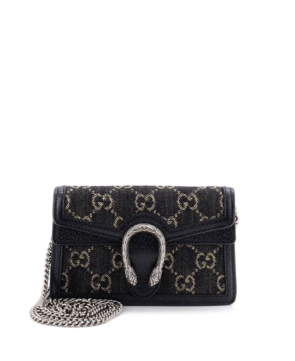 Pre-Owned Gucci миниатюрная сумка Super Mini Dionysus из денима с логотипом GG