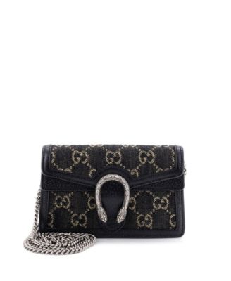 Pre-Owned Gucci миниатюрная сумка Super Mini Dionysus из денима с логотипом GG