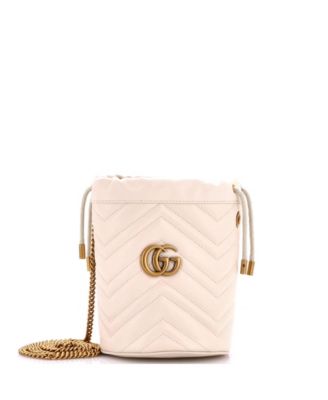 Б/у маленькая кожаная сумка-ведро Gucci Mini GG Marmont Matelasse