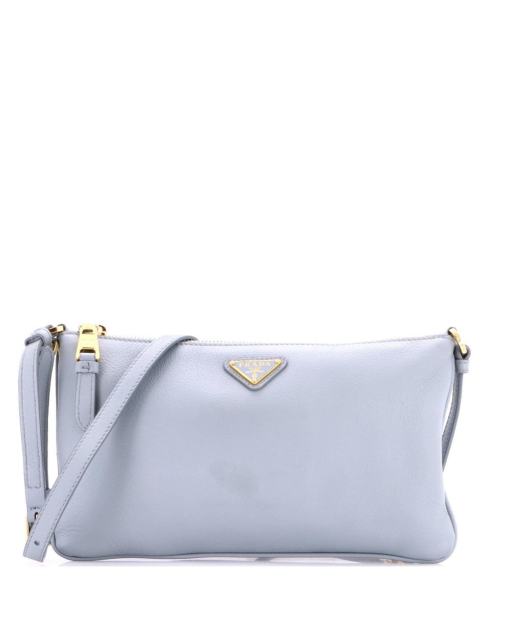 Pre-Owned Prada Vitello Daino Mini Leather Zip Crossbody Bag