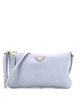 Pre-Owned Prada Vitello Daino Mini Leather Zip Crossbody Bag