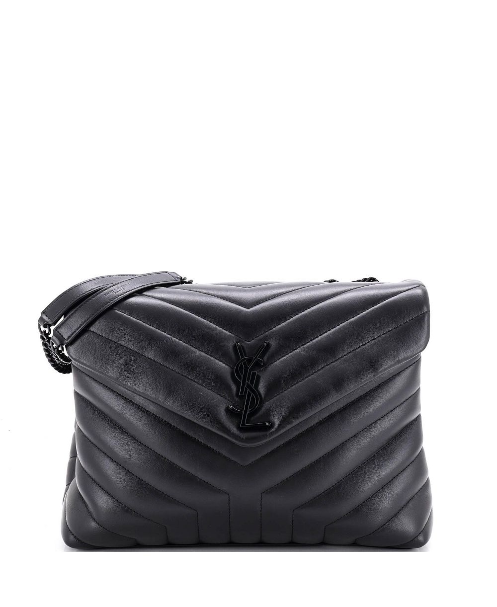 Pre-Owned Saint Laurent Loulou Medium Matelasse Chevron Leather Shoulder Bag