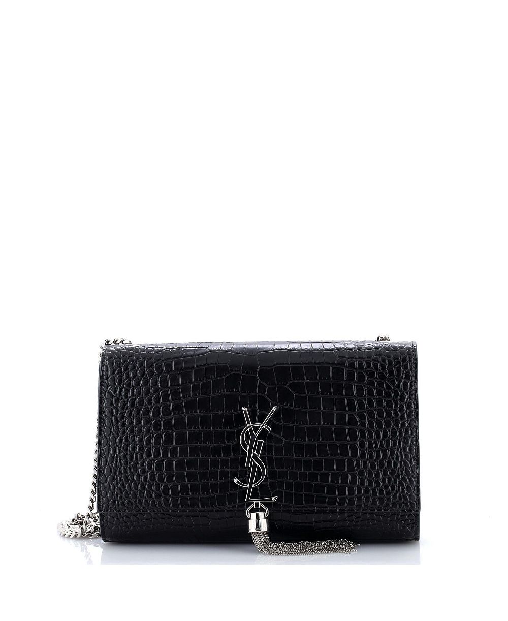Pre-Owned Saint Laurent Kate Classic Monogram Embossed Leather Chain-Strap Tassel Crossbody Bag