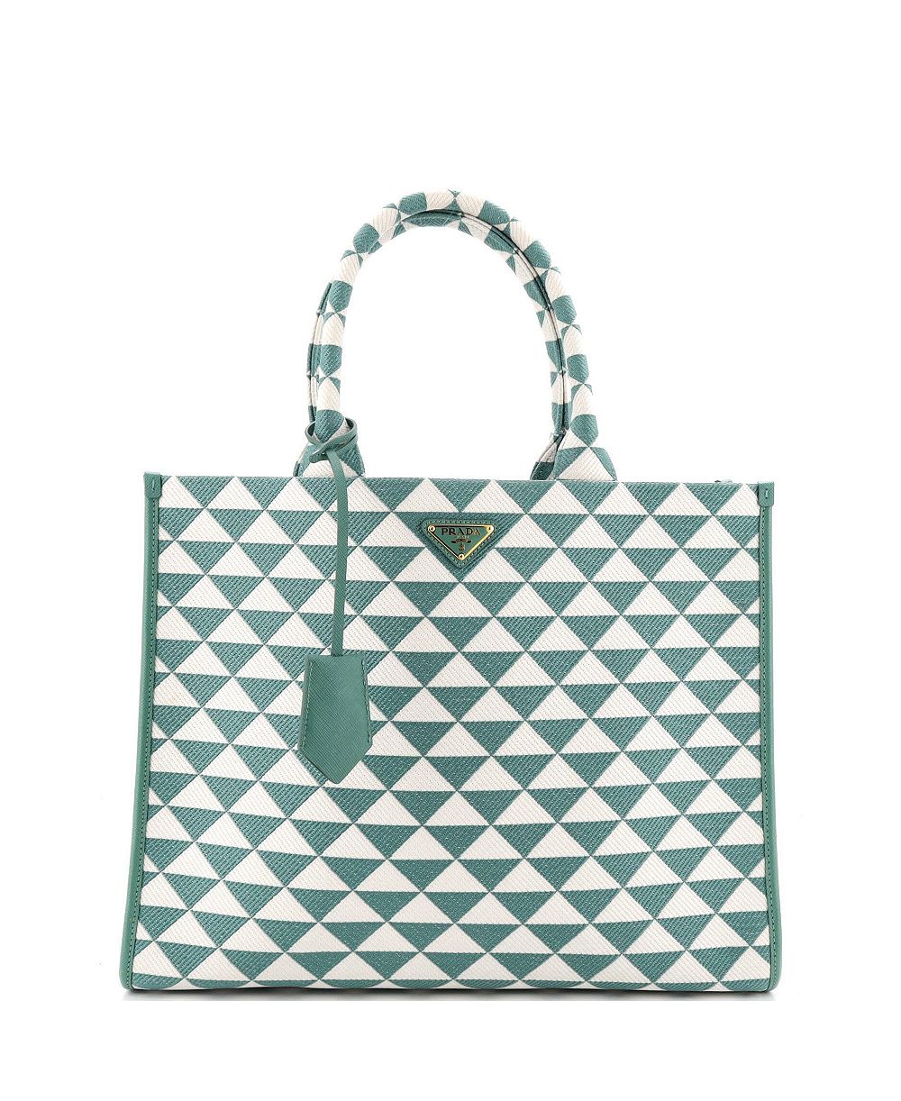 Pre-Owned Prada Symbole Большая сумка-шоппер из жаккардовой ткани, 16"Ш x 12"В x 3"Г
