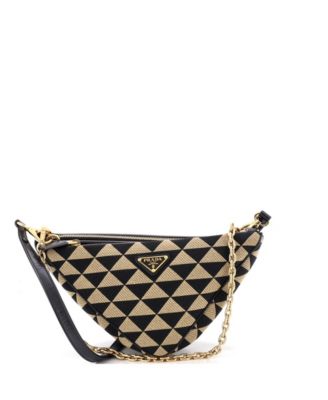 Pre-Owned Prada мини-сумка Double Symbole Triangle из кожи и жаккарда