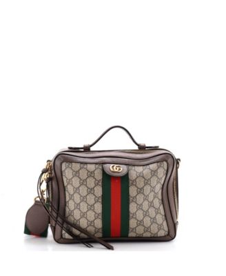 Pre-Owned Gucci маленькая сумка-камера Ophidia Zip Around GG из лакированной ткани с принтом GG