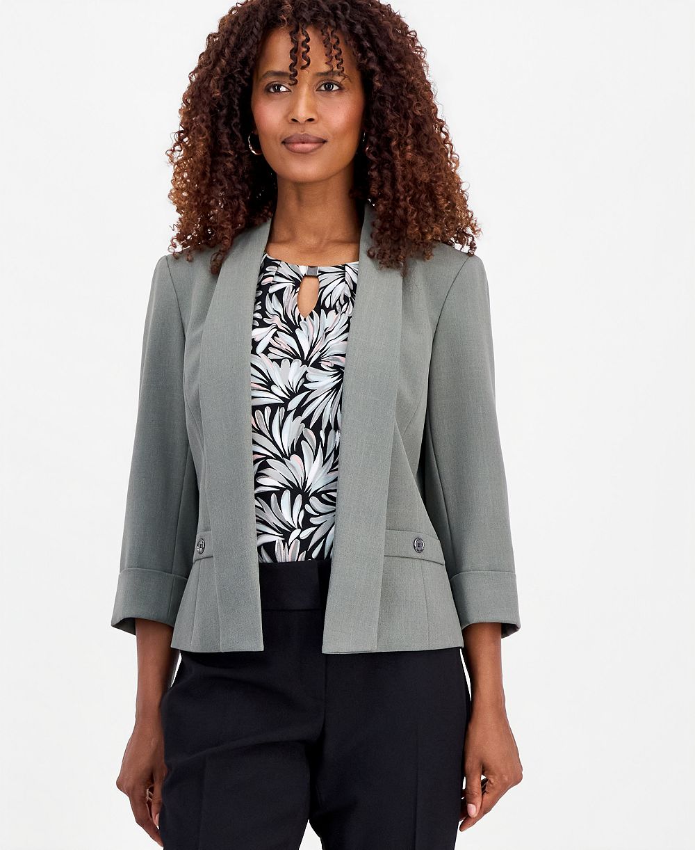 Kasper Petite Open-Front 3/4-Sleeve Blazer