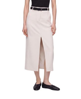 NOCTURNE Women's Belted Front-Slit Maxi Skirt